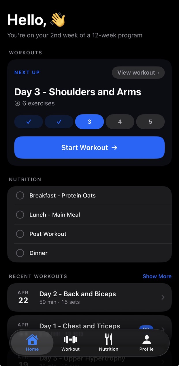 Stackd home screen